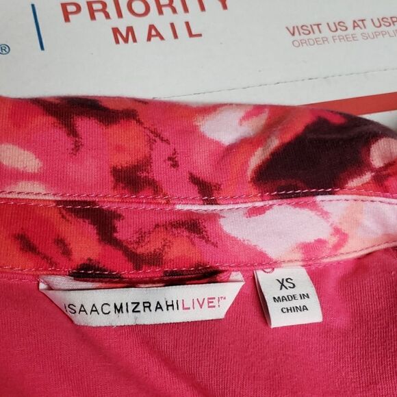 🌹Issac Mizrahi Cotton Blend Pink Print Jacket sz XS-M L8ke New - Picture 5 of 12